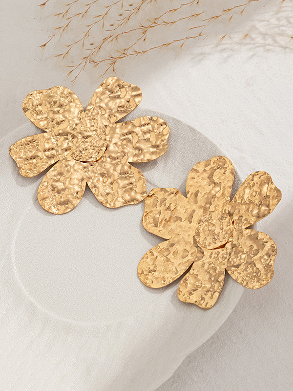 Boucles d'oreilles à coupe irrégulière, en forme de fleur