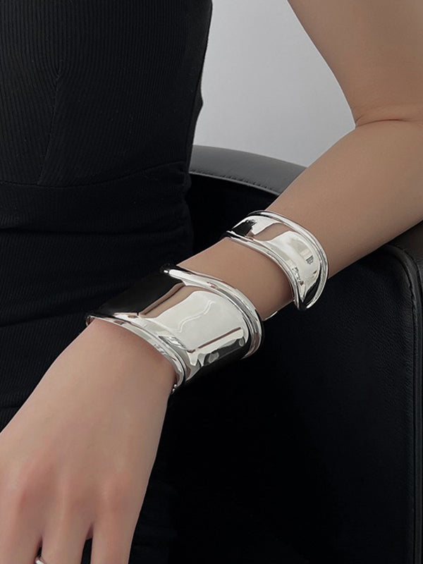 Bracelet géométrique à coupe irrégulière, couleur unie