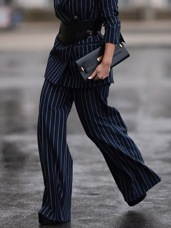 Pantalon ample imprimé rayé