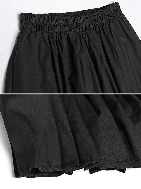 Pantalon élégant noir taille haute, à jambes larges, couleur unie