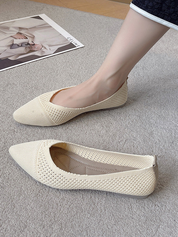 Chaussures plates creuses respirantes de couleur unie