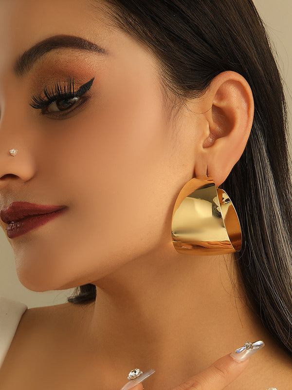 Boucles d'oreilles géométriques brillantes couleur unie