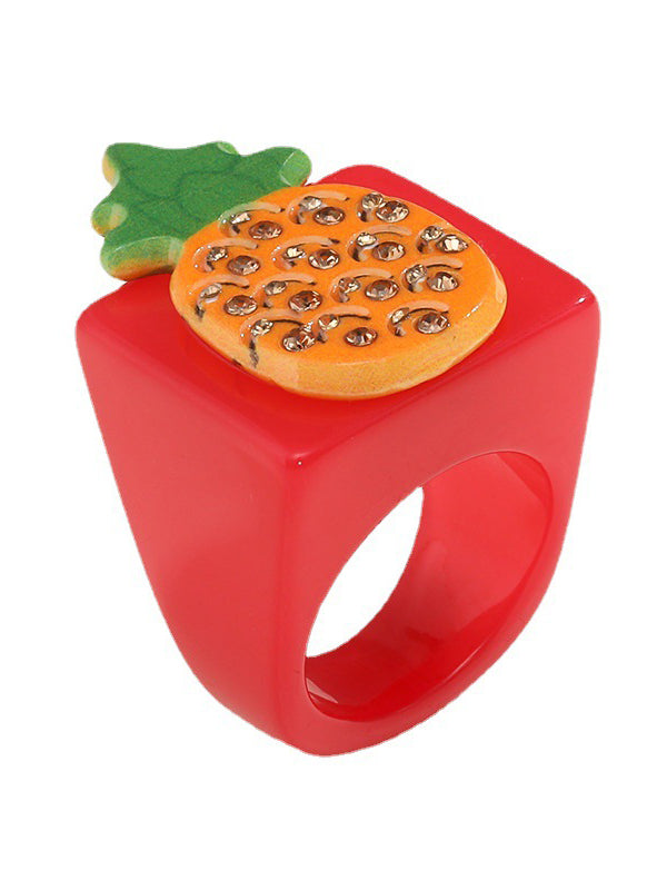 Accessoires de bagues en strass de fruits géométriques