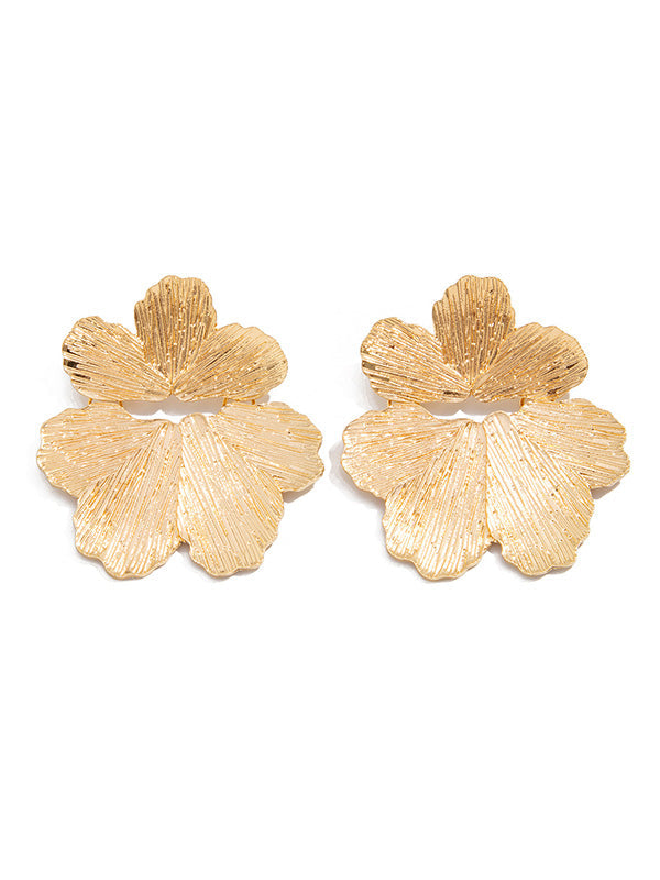 Boucles d'oreilles à coupe irrégulière, en forme de fleur