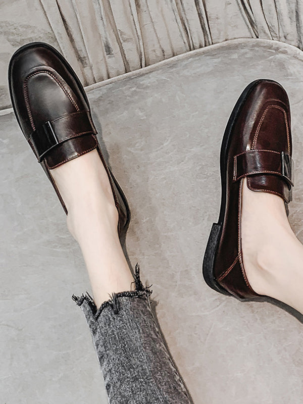 Mocassins à bout carré à coupe peu profonde
