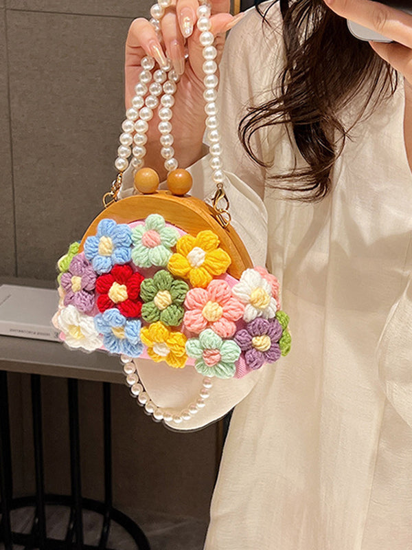 Sac à main à chaîne, en forme de fleur