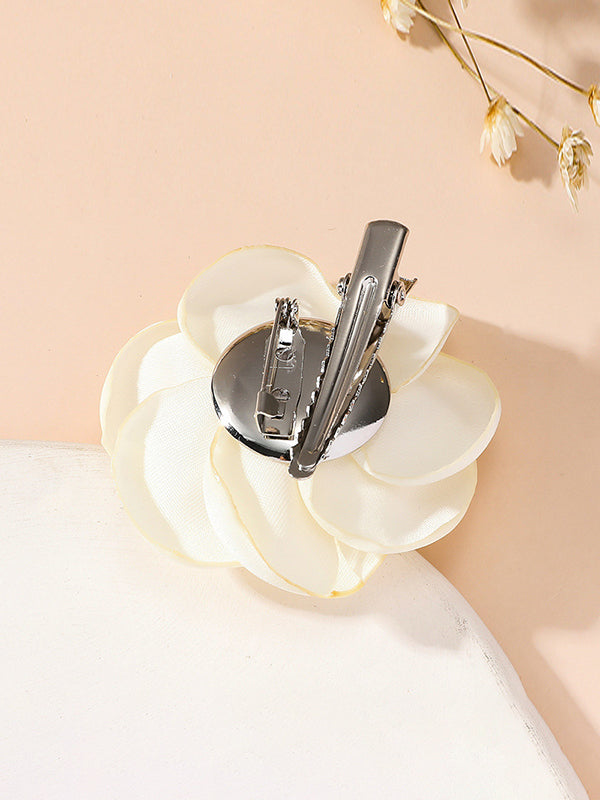 Broche à fleurs en 3D, couleur unie