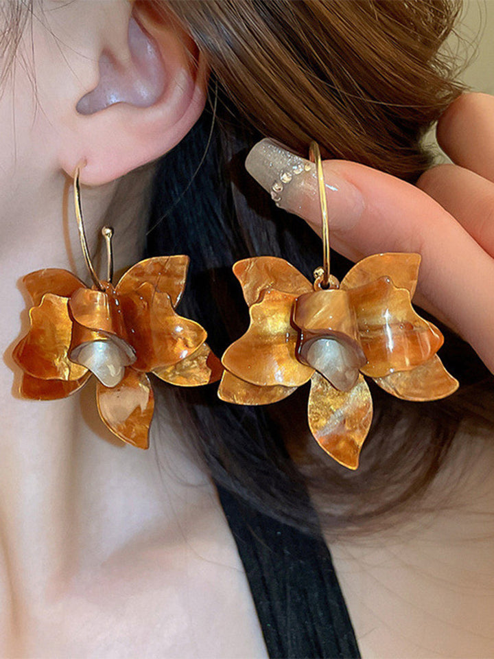 Boucles d'oreilles en forme de fleur, couleur unie