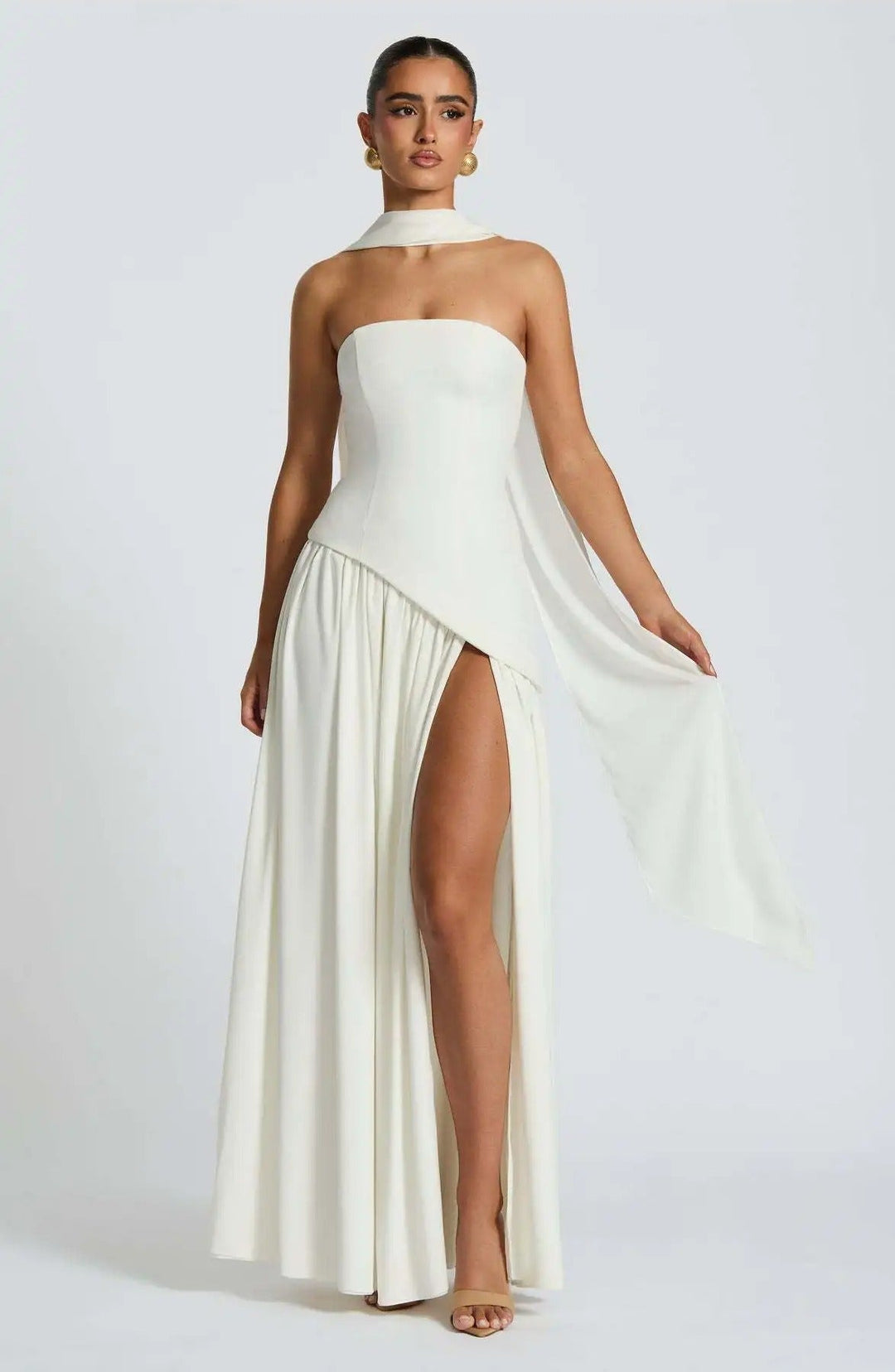 Elfriede | Robe de mère de la mariée sans manches, robe de soirée maxi en A-line avec fente