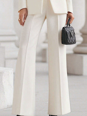 Bas taille haute, à jambes larges, couleur unie