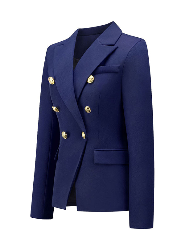 Blazer boutonné à manches longues, à col cranté