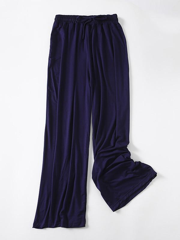 Pantalon confortable ample à cordon de serrage, couleur unie