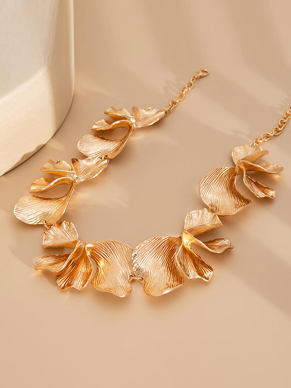 Collier à imprimé floral, couleur unie