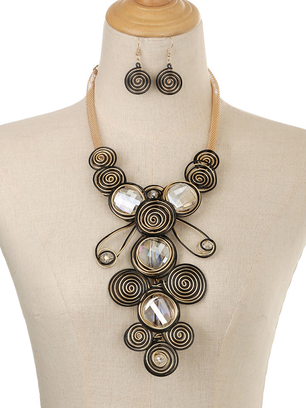 Collier artisanal en fil de pierres précieuses & Ensemble de boucles d'oreilles