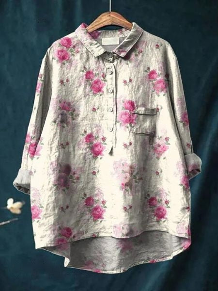 Rosa | Chemise oversize à fleurs aquarelle