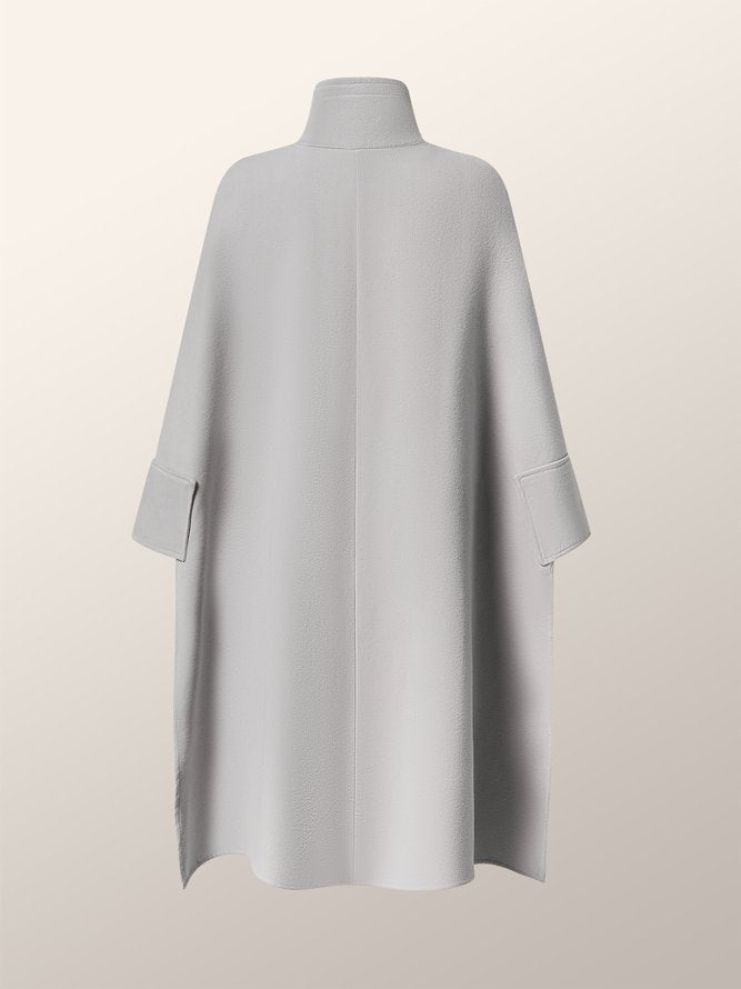 Veste décontractée ample à ourlet plongeant, à col montant, style cape, couleur unie