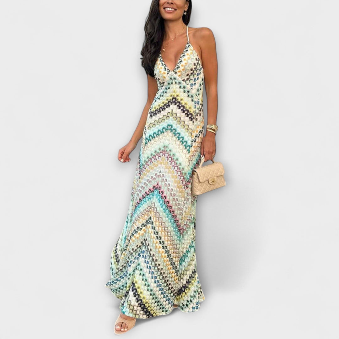 Remi - Missoni Robe Maxi à Motif Chevron Multicolore