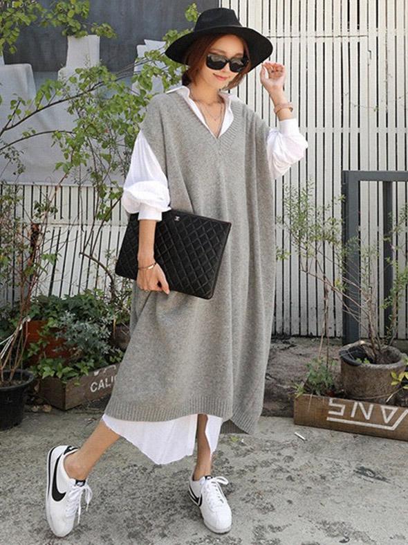 Gilet ample en laine col V
