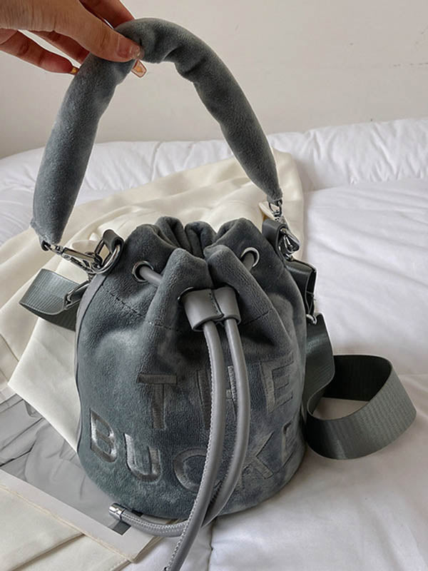 Sac à main à cordon de serrage, à imprimé lettres