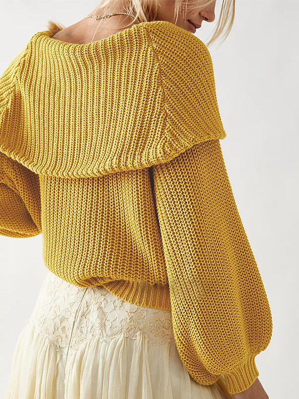 Pull ample à manches longues, à empiècements, à col rond, couleur unie