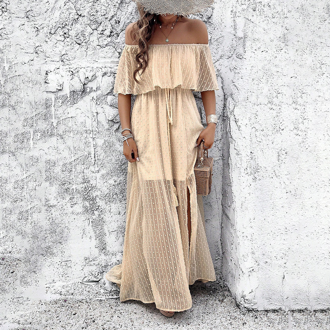 Mona - Robe maxi à épaules dénudées avec fente