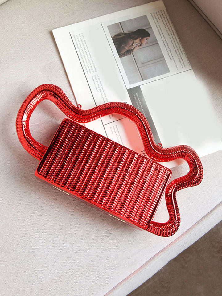 Sac à main géométrique à chaîne, couleur unie