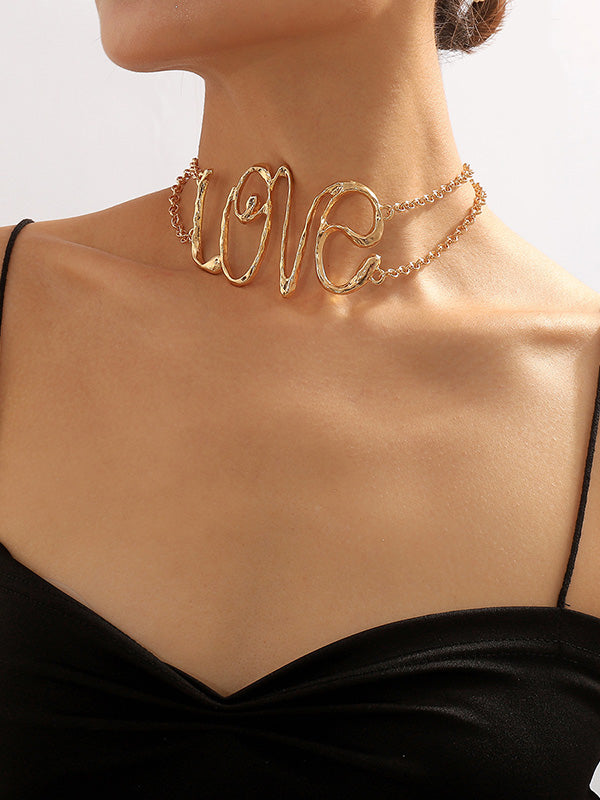 Collier géométrique ajouré à chaîne