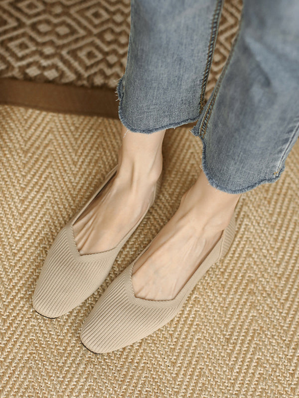 Chaussures à bout carré, couleur unie