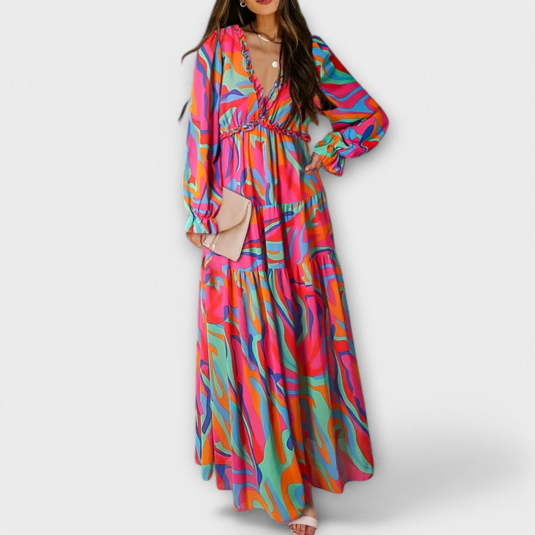 Lillian | Robe maxi romantique et transparente avec design floral