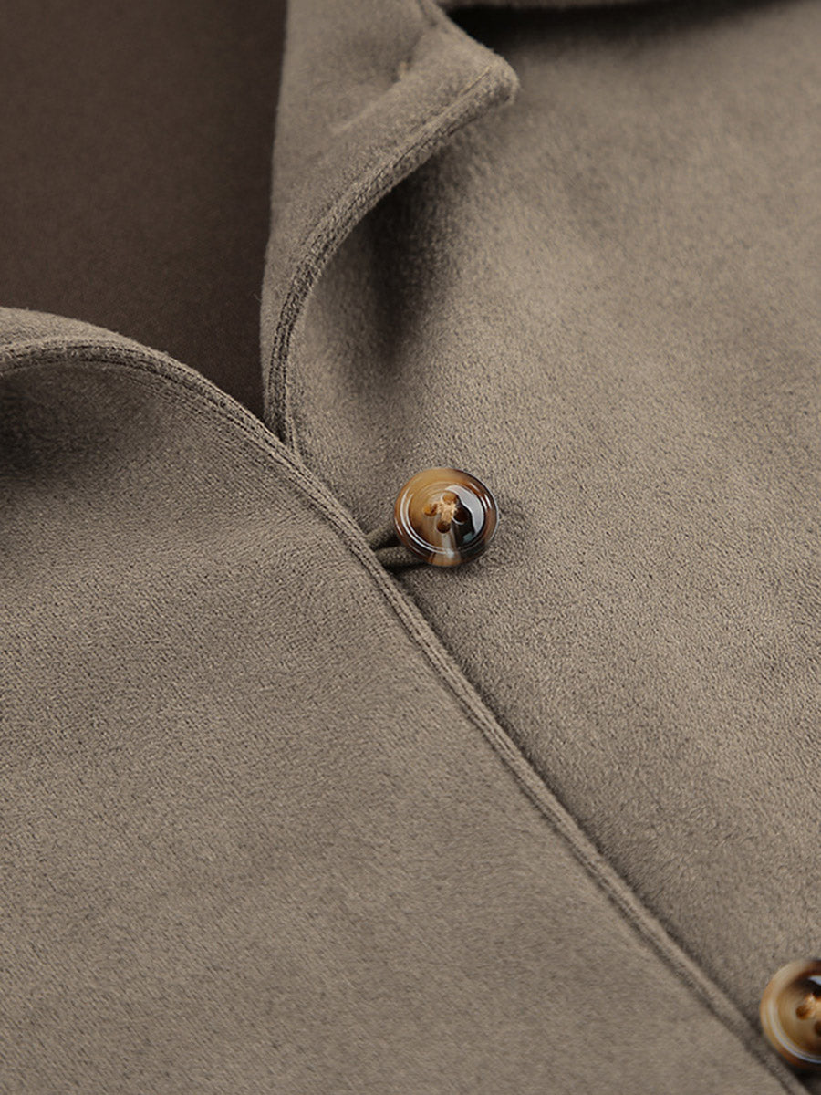 Chemisiers à manches longues amples, boutonnés, de couleur unie et à revers fendu – Chemises Hauts Vêtements d'extérieur