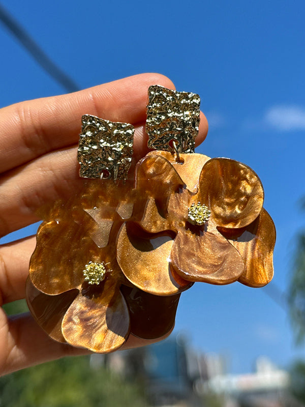 Boucles d'oreilles pendantes en forme de fleur