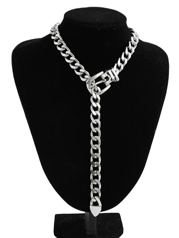 Collier géométrique à chaîne, couleur unie