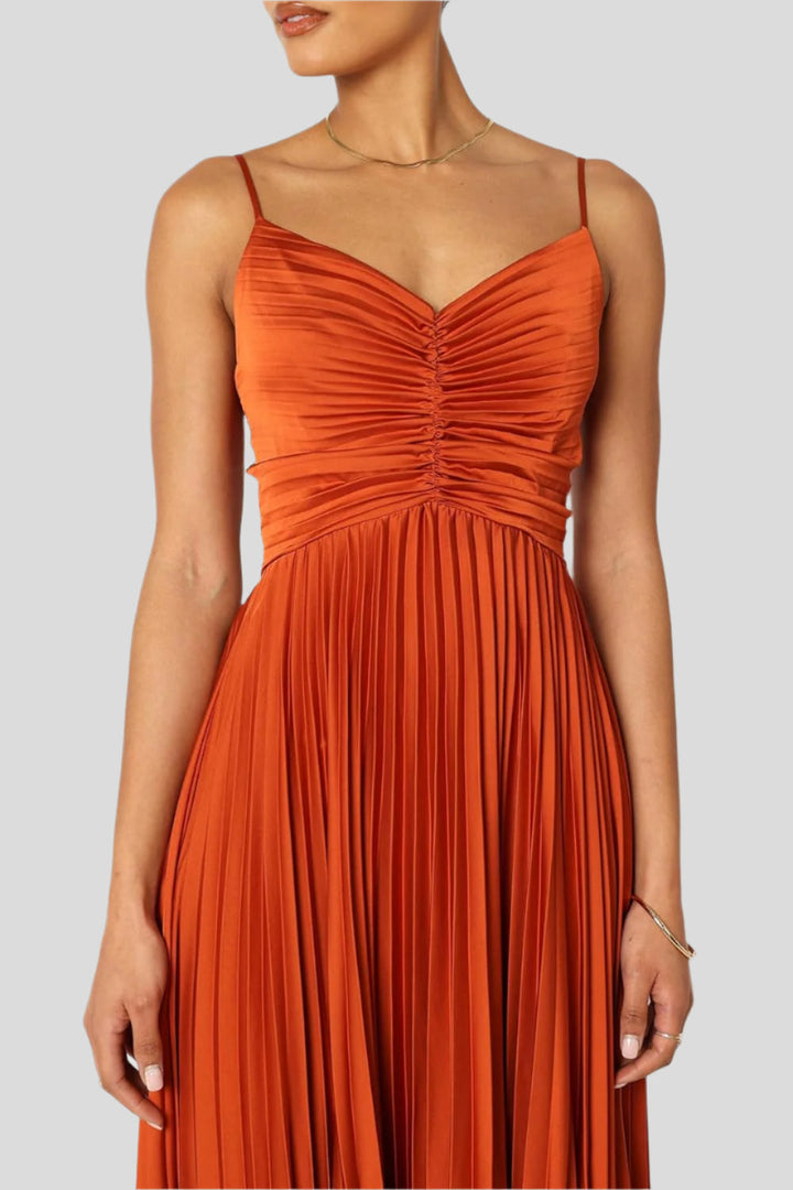 Elise – Robe midi plissée pour occasions élégantes