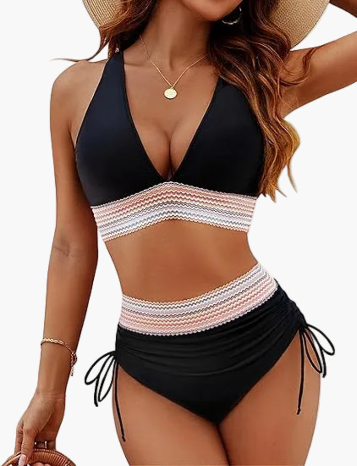 Ensemble de Bikini Femme Taille Haute et Push-Up – Mode de Plage Élégante avec Contrôle du Ventre