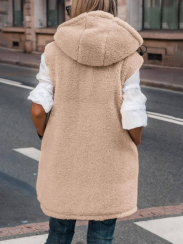 Poches amples sans manches matelassées avec fermeture éclair réversible, gilet rembourré à capuche, vêtements d'extérieur