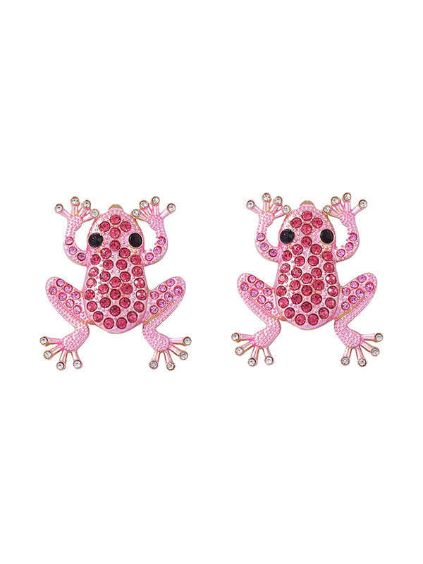 Boucles d'oreilles brillantes en forme d'animal, à strass