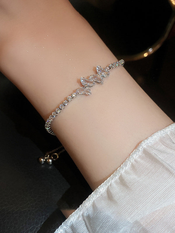 Bracelet réglable géométrique brillant à strass