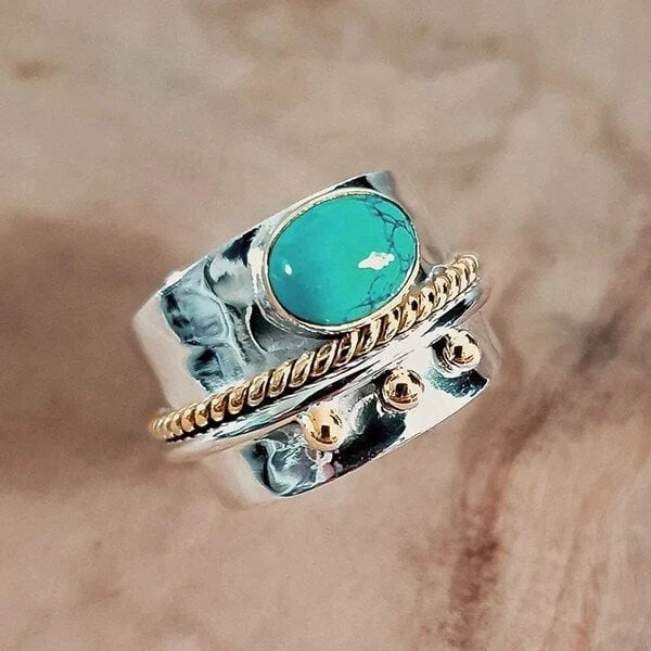 Bague large turquoise