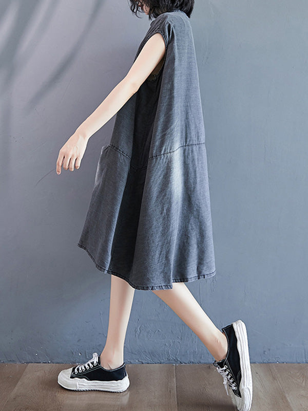 Robe à empiècements, à poche, en jean