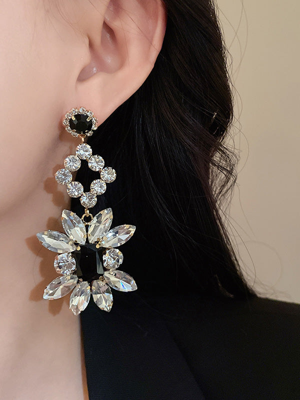 Boucles d'oreilles pendantes géométriques à strass