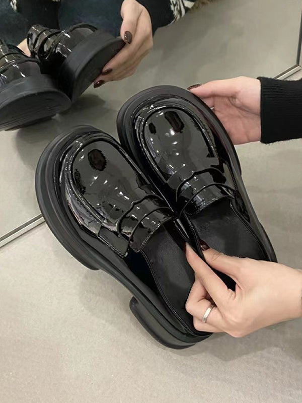 Mocassins-mules à plateforme et bout rond