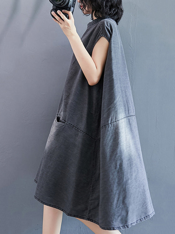 Robe à empiècements, à poche, en jean