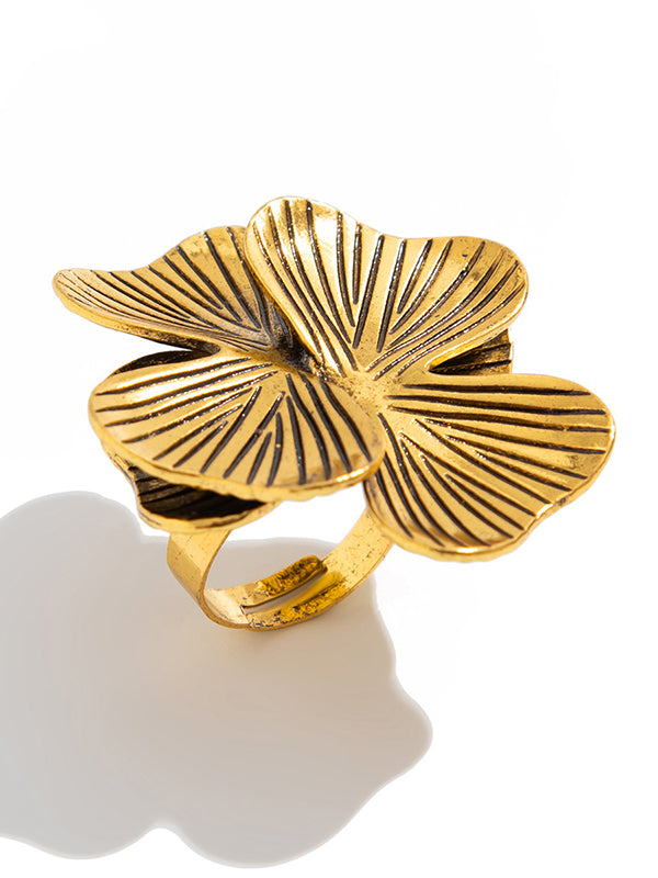 Bague géométrique à coupe irrégulière, en forme de fleur