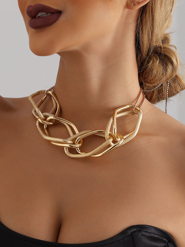 Collier géométrique à chaîne, couleur unie