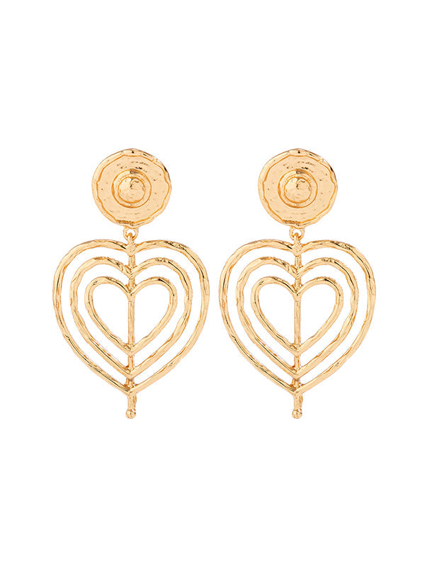 Boucles d'oreilles pendantes géométriques ajourées normcore, en forme de cœur, couleur unie