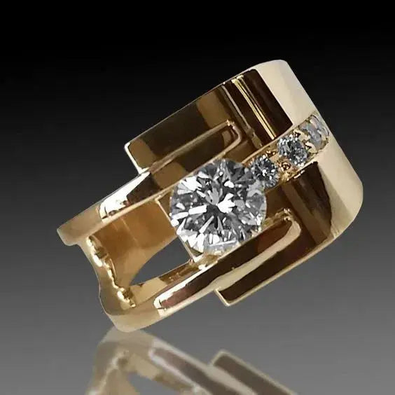 Corinne – Bague solitaire géométrique