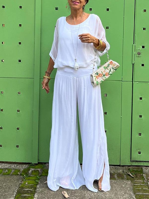 Saila | Robe maxi pour femmes décolleté en V, manches chauve-souris, couleur unie