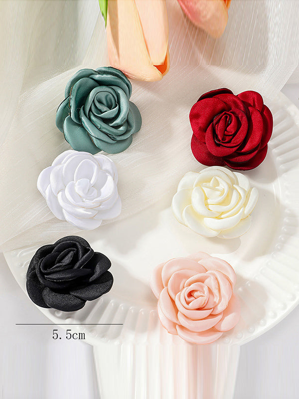 Broche à fleurs en 3D, couleur unie
