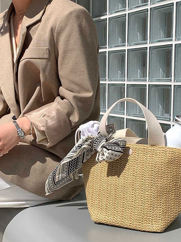 Sac à main tressé à empiècements