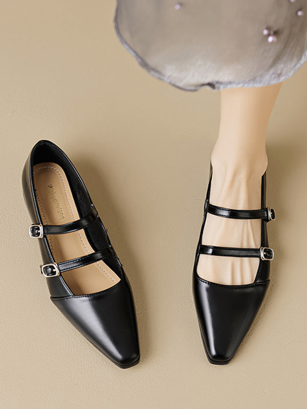 Chaussures plates à bout pointu, à découpe basse, à empiècements